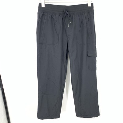 Eddie Bauer Women Size Large Petite Pants Black Straight Leg Cargo Fleece  Lined