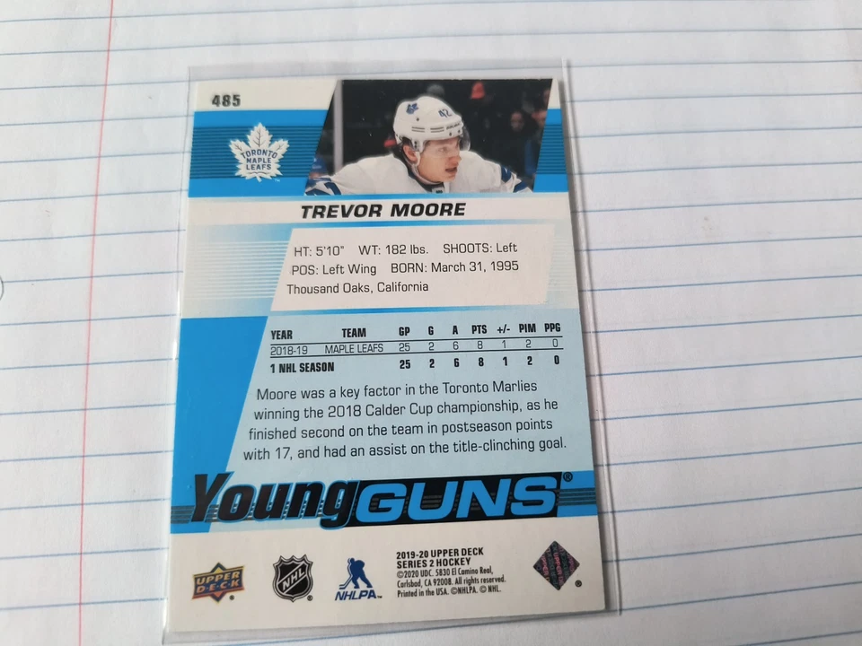2019-20 upper Deck Young guns Trevor Moore - Image 2 of 4