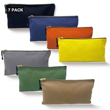 Heavy Duty Canvas Tool Bag Organizer 7 Pack Zipper Utility Pouches in Assor...