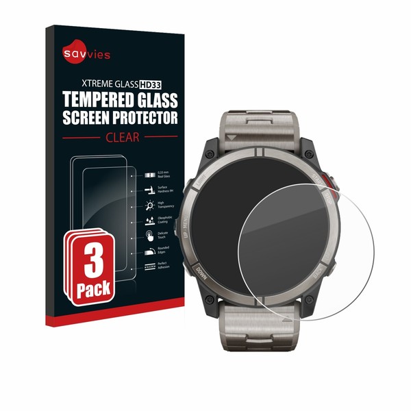 3X Savvies Schutzglas FüR Garmin Quatix 7X Echt Glas Panzer Display 9H-image