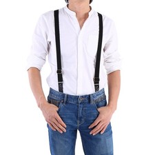 Black Unisex Fashion Suspenders Adjustable Elastic Band Button Buckles Pant