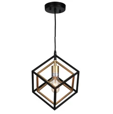 11" Bronze Oil Finish Industrial Cube Pendant Light Edison Modern Minimalist ...