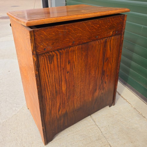 Vintage Solid Oak Flip Top Writing Desk Cupboard Davenport Bureau Compact - Picture 17 of 20