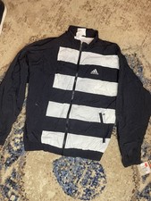 Vintage Deadstock NWT Adidas Track Jacket Fill Zip Size Small Black White Stripe