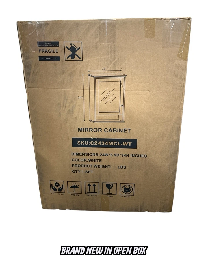 WELLFOR 24 дюйма W x 34 дюйма H средний прямоугольный белый деревянный шкаф ручной работы 🔷 - Изображение 2 из 4