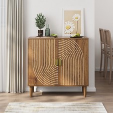 Wooden Sideboard Buffet Accent Cabinet Storage 2 Doors 2-Tier Shelves Kitchen
