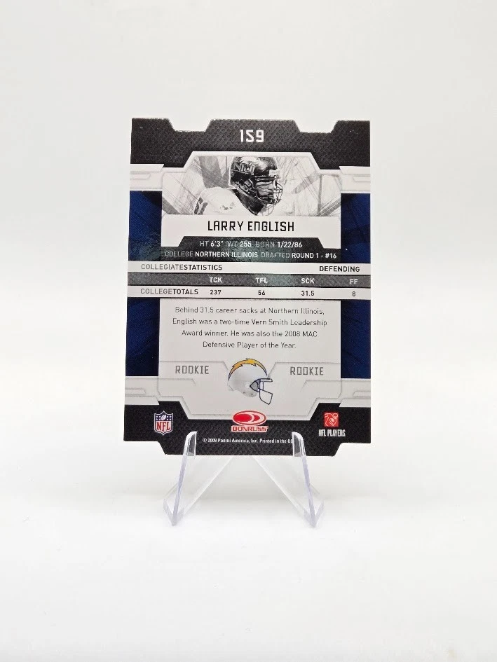 Larry English 2009 Donruss Elite RC Aspirations Blue SP /49 #150 Chargers - Image 2 of 2