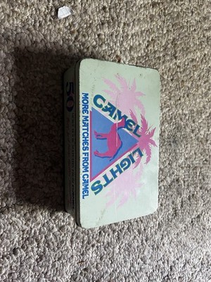 Vintage Camel Lights Match Tin   50 Unused Matchbooks   Retro Collectible!