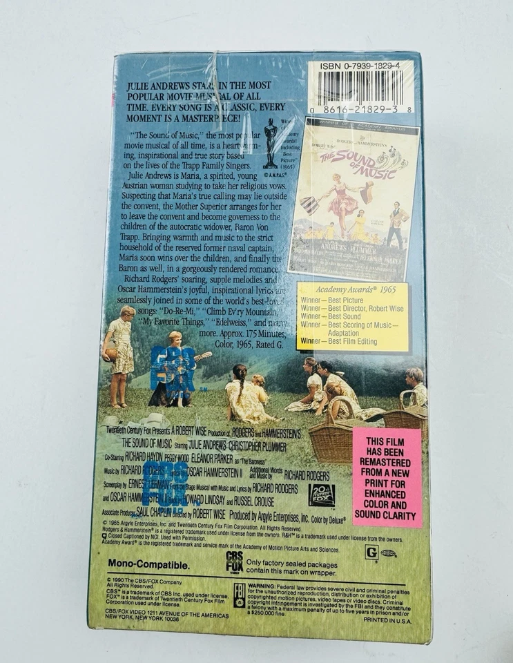 The Sound of Music (VHS 2-Tape Set, Silver Anniversary, 1990) - Sealed Watermark - Image 2 of 4