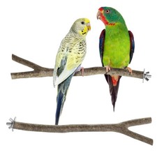 Natural Wooden Perches Bird Cages Cockatiels Parakeets Finches Bark 2 Pack