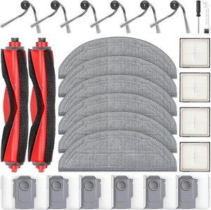 26 Pcs Kit de remplacement pour Q10 S5+ Aspirateur robot, 2 Brosse principale, 4 HEPA Filtre, 6