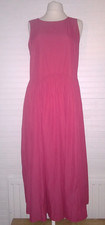 DESIGNER PRIMARK HOT PINK & LINED SLEEVELESS MAXI DRESS SIZE UK 16 LENGTH: 55.5"