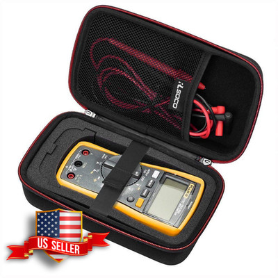 RLSOCO Hard Case for Fluke Digital Multimeter with DIY Foam, Red Zipper