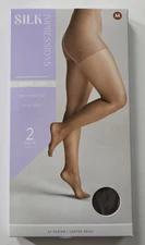 SILK IMPRESSIONS 2-pk PANTYHOSE coffee bean 20 DENIER shimmer SHEER (M)