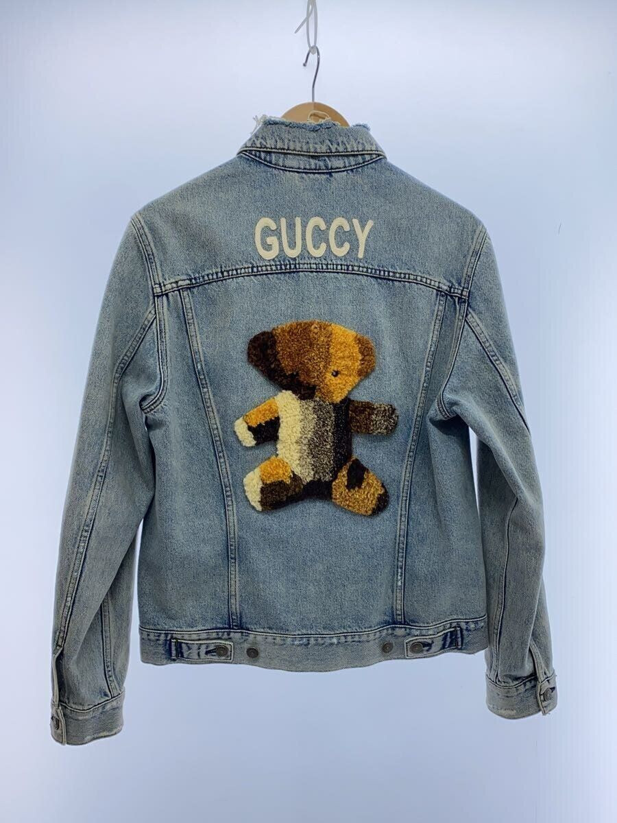 GUCCI G Jean 18SS Indigo Denim Tracker Jacket w/Teddy Bear Patch