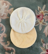 SET of TWO vintage Berets in acrylic color: cream-white color, One Size