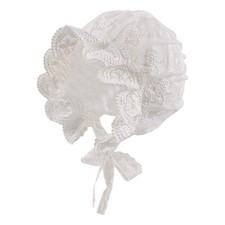 Baby Girl Bonnet Eyelet Lace Cotton Christening Bonnet Toddler Handmade Beani