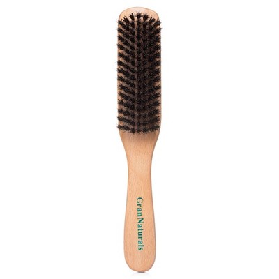 GranNaturals Boar Bristle Slick Back Hair Brush - Soft/Medium Smoothing Black 