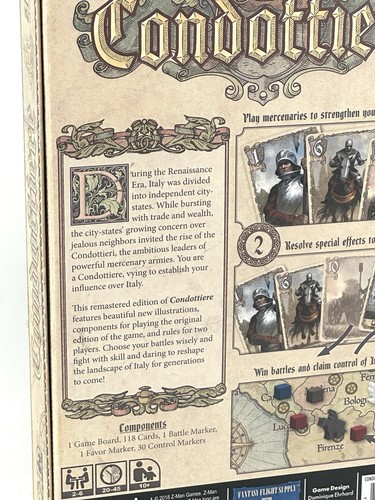 Juego de mesa CONDOTTIERE 2018 juegos de Z-Man cartas están selladas completas (ver descripción) - Imagen 7 de 18