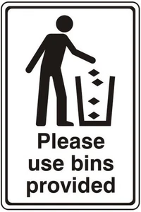 No Littering Please Use The Bins Dispose of Waste Self Adhesive Sticker