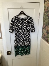 Eliza J Geometric Pixel Print Shift Dress Black White Green Size 4