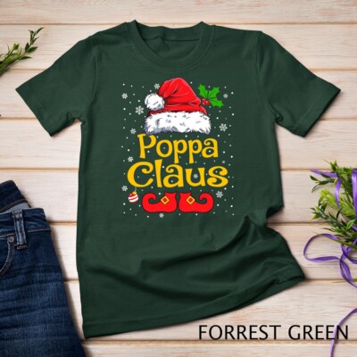 Mens Matching Family Christmas Santa Hat Xmas Funny Poppa Claus Unisex T-shirt