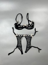 Women's Agent Provocateur Threadwork Bra And Suspender Y0599 