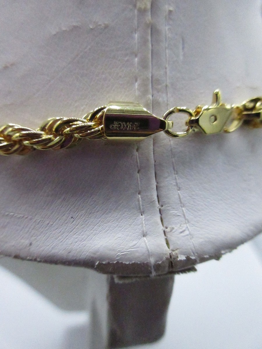 24KGP Plated Gold Necklace Thick Twisted Chain Elegant 23 24KGP Plated Gold Necklace Thick Twisted Chain Elegant 23