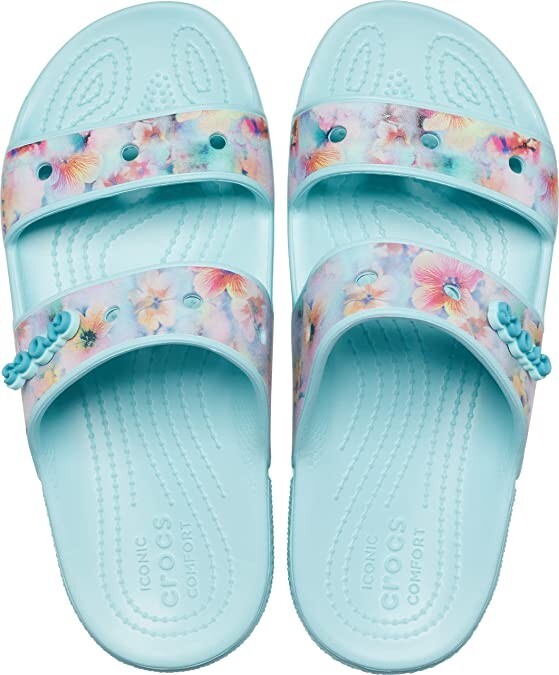 NEW Crocs Classic Graphic Two-Strap Slide Sandal Men’s 12 Crocs Unisex Classic Two-Strap Slide Sandals - Light Grey  main image 4