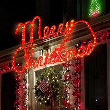 Lighted Merry Christmas Sign Decoration  Extra Large 24"x13.5" 180LED Pre