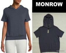 MONROW Anthropologie Soft Short Sleeve Hooded sweatshirt Sweater XS Made in USA