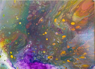 Original Acrylic Pour Abstract Painting 12'' x 16'' ''Asteroid Belt''