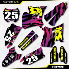 Blk Yel Retro Fierce Restyle Graphic Kit fit 01-08 Suzuki RM125 RM250 RM 125 250