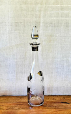 Bohemia Crystal Vintage Mid Century Wine Decanter 1960's 16'' Tall X 5'' Wide