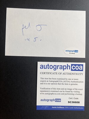 Phil Hellmuth Signed Index Card ACOA Autograph The Poker Brat WSOP Hall of Fame 