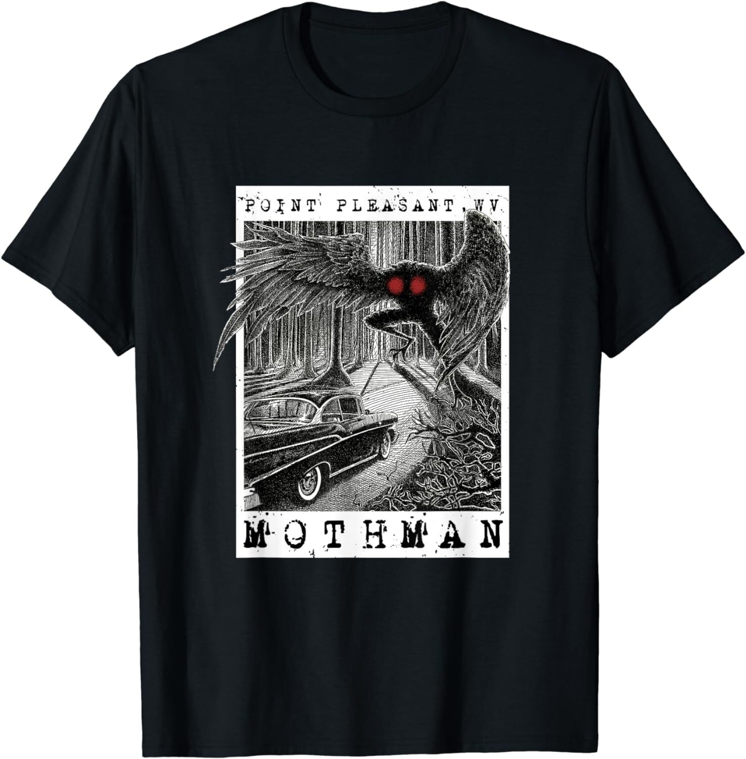 NEW LIMITED Mothman Encounter - 1966 Point Pleasant Original Cryptid Art T-Shirt