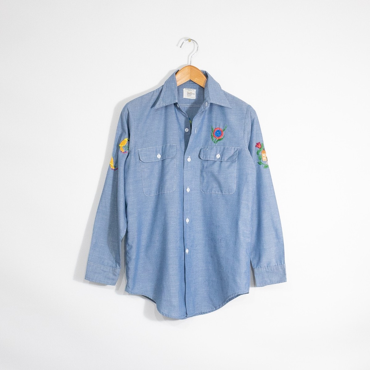 トップス BIG MAC CHAMBRAY SHIRT M USED 1960's Big Mac Brand JC Penney Chambray Button Up Vintage