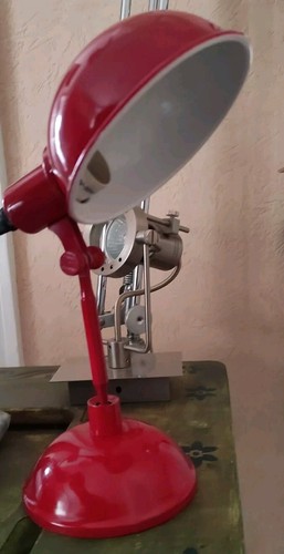 Jolie Lampe de bureau, Rouge , Métal (Id.Gras, JIELDE, ) Design Industriel, - Picture 2 of 6