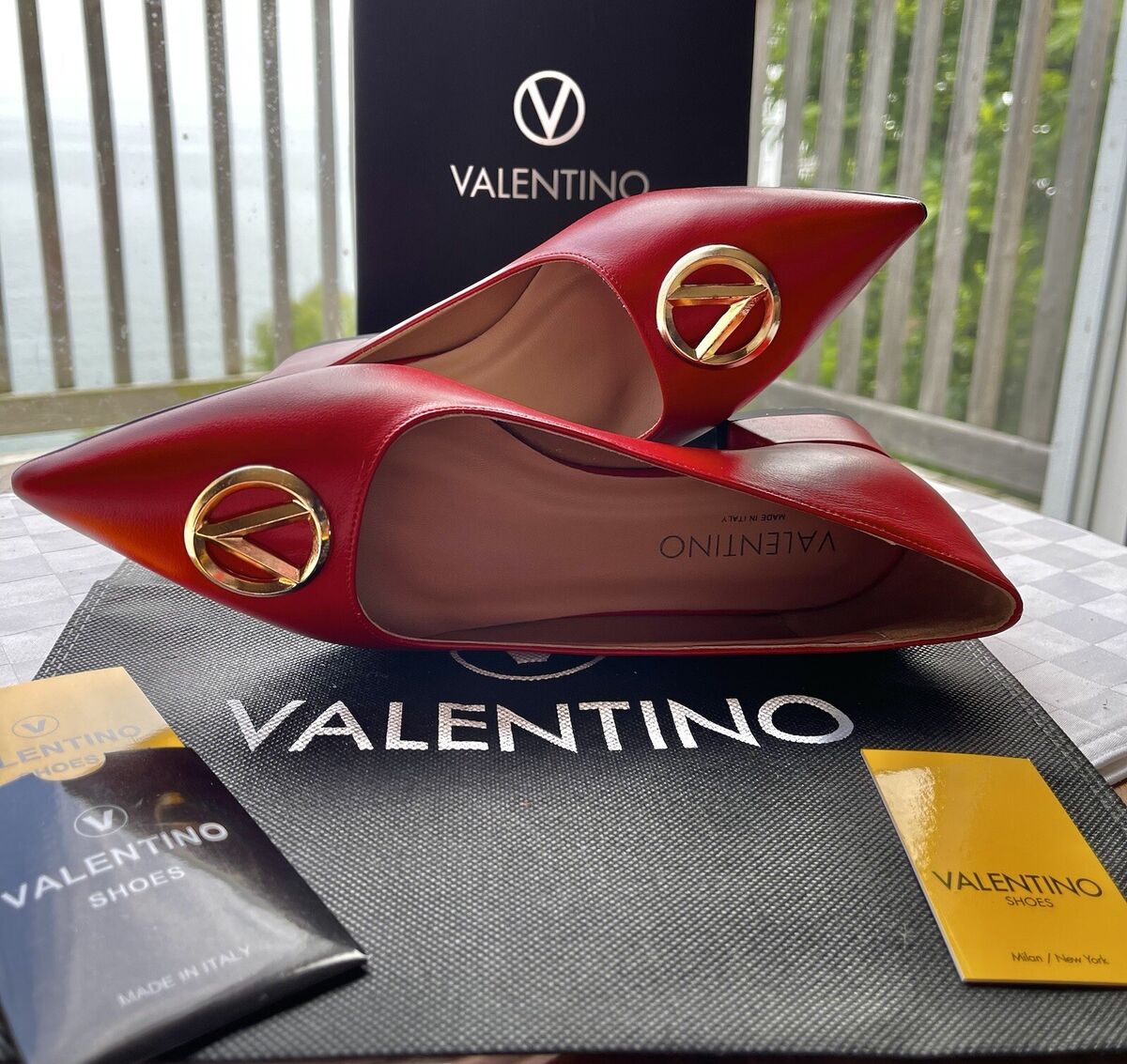 Valentino By Mario Valentino Perla Logo Red Leather Block Valentino By Mario Valentino Perla Logo Red Leather Block