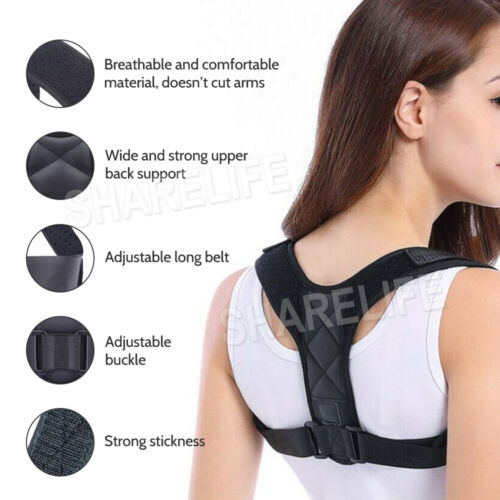 Adjustable Posture Clavicle Support Corrector Back Straight Shoulder Brace Strap - Picture 2 of 11