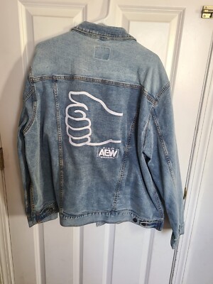 AEW Authentic Orange Cassidy Embroidered Denim Jean Jacket Coat Men’s 2XL  NWT