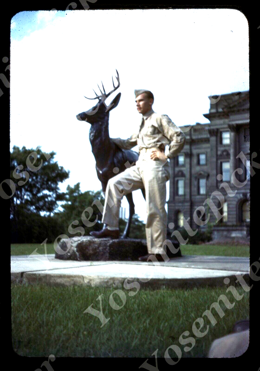 sl90 Original slide 1940's Red Kodachrome soldier statue 508a | eBay