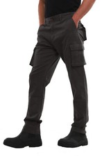 Mens MIG Stretch Cotton Slim Fit Cargo Work Trousers Size 30 to 42