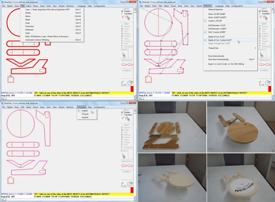 CAD CAM CNC Mill Software G-Code Mach 3 EMC2 GRBL Drufel Fanuc English Download - Bild 3 von 4