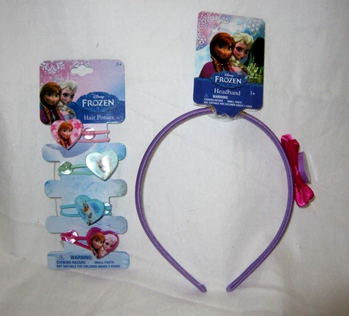 Frozen Purple Princess Elsa&Anna Headband&4 Character Hair Ponies-Brand New! - Picture 1 of 3