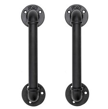 FOYO Set of 2 Industrial Pipe Door Pull Handle Grab Bar Towel Bar Antique Rus...