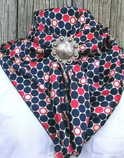 Wild Rag Scarf Western Cowboy Buckaroo Scarves Bandana Cowgirl Silky circles blu