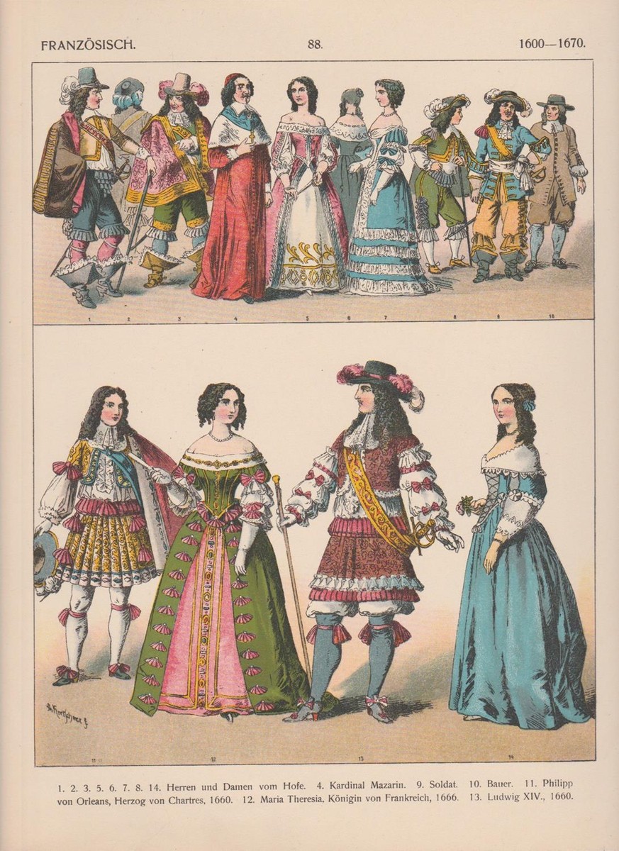 Moda Femminile Abiti Francesi 1700 Francia Moda Trachten XVII