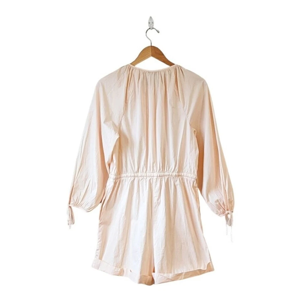 J. Mameluco clásico de manga abullonada de algodón para mujer Crew a medida M Palest Peach Foto 4 de 4