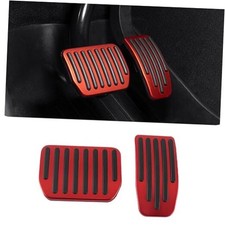 2PCS Aluminum Car Accelerator Pedal Covers, Vehicle Foot Pedal Pads Set, Red